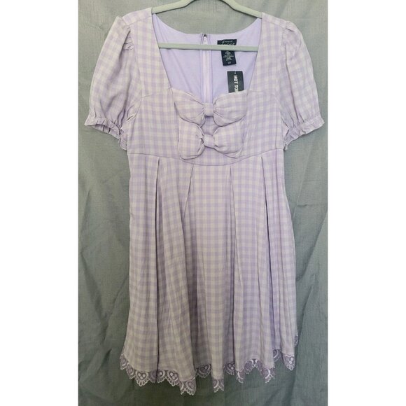 Hot Topic Dresses & Skirts - Hot Topic Sweet Society Lavender Gingham Bow Dress Coquette Size Large